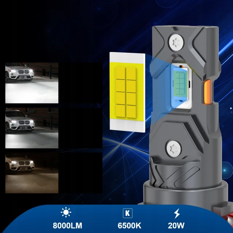 Żarówki LED H11 S&D Mini Bez Adapterów 8000LM 6500K 1:1 RETRIFY Ultra Ciche