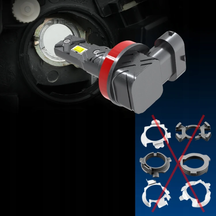 Żarówki LED H11 S&D Mini Bez Adapterów 8000LM 6500K 1:1 RETRIFY Ultra Ciche