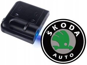 ŚWIATŁA LED POWITALNE LOGO SKODA BEZPRZEWODOWE 3D